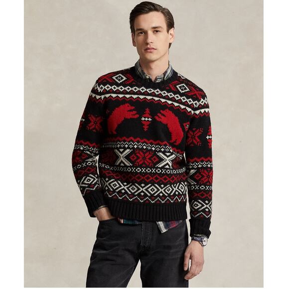 Polo Ralph LaurenMen's Polar Bear Fair Isle Wool Sweater size M